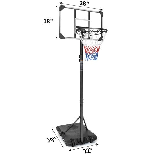 Portable Basketball Goal System With Stable Base And Wheels, Youth Height Adjustable 5.6 To 7ft Basketball Hoop 28 Inch Backboard