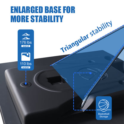 Basketball Stand 4.43-10.00ft Adjustable Portable Basketball Hoop & Goal PC Backplate, Large Base & Wheels